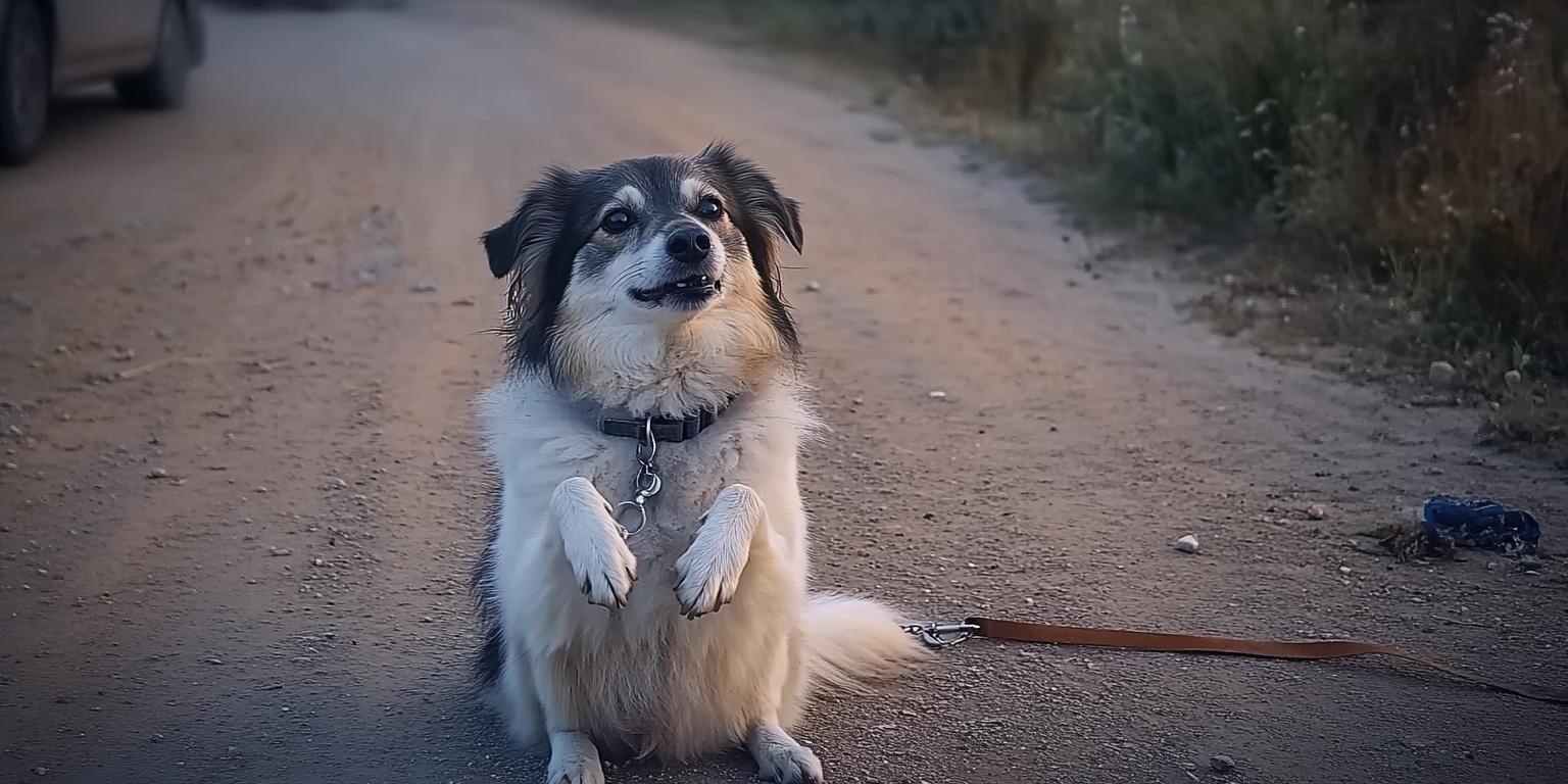 A Desperate Dog's Plea Tied to the Roadside, Who Will Save Him?